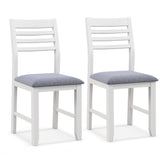 Wooden Dining Chair Set of 2 with Rubber Wood Frame and Padded Cushion