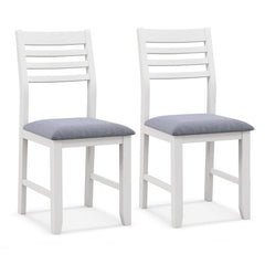 Wooden Dining Chair Set of 2 with Rubber Wood Frame and Padded Cushion