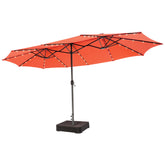15 Feet Double-Sided Patio Umbrella with 48 LED Lights