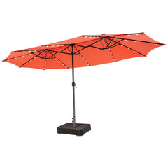15 Feet Double-Sided Patio Umbrella with 48 LED Lights