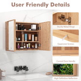 Double Door Bathroom Wall Cabinet with Mirror and Adjustable Shelves