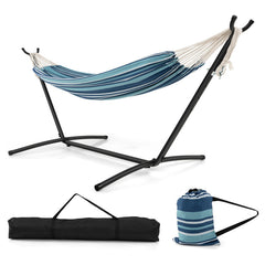 Portable Indoor Outdoor 2-Person Double Hammock Set with Stand and Carrying Cases