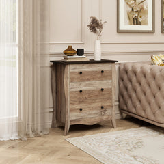 Dresser for Bedroom with 3 Folding Fabric Drawers and Anti-tipping Kit