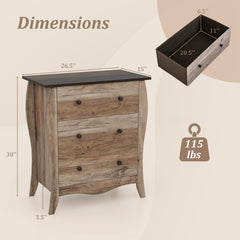 Dresser for Bedroom with 3 Folding Fabric Drawers and Anti-tipping Kit