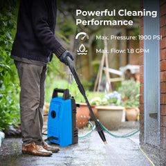1900 PSI 1.8 GPM Electric Pressure Washer with 4 Quick Connect Nozzles