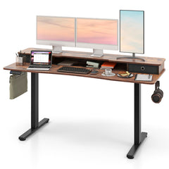 63 Inch x 24 Inch Electric Standing Desk with 2 Drawers