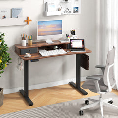 48 Inch x 24 Inch Height Adjustable Electric Standing Desk with 2 Drawers