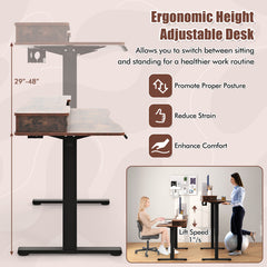 48 Inch x 24 Inch Height Adjustable Electric Standing Desk with 2 Drawers
