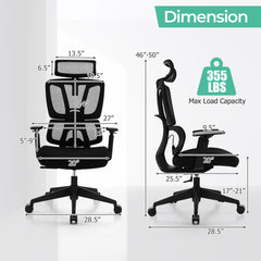 Ergonomic Office Chair with N Type Lumbar Support and Adjustable Headrest