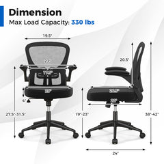 Adjustable Swivel Mesh Task Office Chair with Flip-Up Armrests