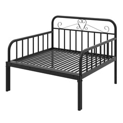 Extendable Metal Daybed to Twin Size Bed with Guardrails and Armrests