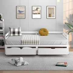 Dual-use Extendable Twin to King Daybed with Trundle and 2 Storage Drawers