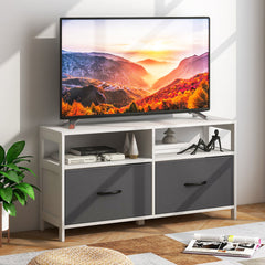 Fabric Chest of Drawers with 2 Drawers and 2 Open Shelves