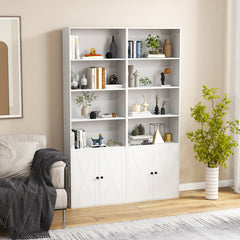 71 Inch Freestanding Bookshelf with 6 Shelves and 2-Door Cabinet