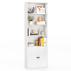 71 Inch Freestanding Bookshelf with 6 Shelves and 2-Door Cabinet