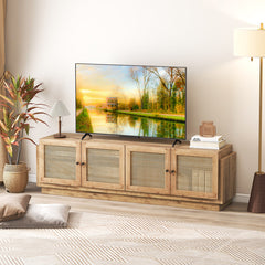 Farmhouse TV Stand for TVs up to 75 Inches with 2 Cabinets