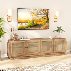 Farmhouse TV Stand for TVs up to 75 Inches with 2 Cabinets
