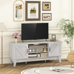 Farmhouse TV Stand for TVs Up to 65 Inches with 2 Barn Door Cabinets