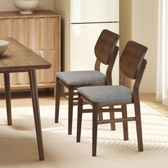 Farmhouse Upholstered Kitchen Chairs Set of 2 with Rubber Wood Frame