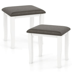 Faux Leather Vanity Stool Chair Set of 2 for Makeup Room and Living Room