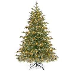 6/7/8 Feet Christmas Tree with Warm White LED Lights and Pine Cones