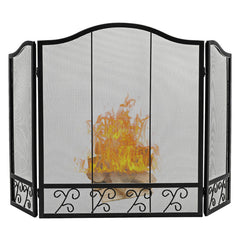 3-Panel Fireplace Screen Decorative Spark Guard