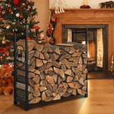 4 Feet Firewood Rack Stand with Mesh Sides