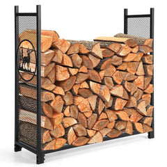 4 Feet Firewood Rack Stand with Mesh Sides