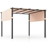 10 x 10 ft Flat Top Pergola with Retractable Canopy for Garden Pool Porch and Backyard