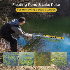 Floating Weed Lake Rake 36鈥 Aquatic Pond Weed Cutter with Foam Floats