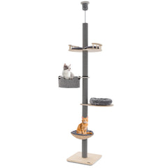 Floor to Ceiling Cat Tree with 93 Inch-107 Inch Adjustable Height
