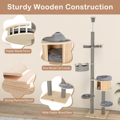 6-tier Floor-to-Ceiling Cat Tree 100-110 Inches Adjustable Height