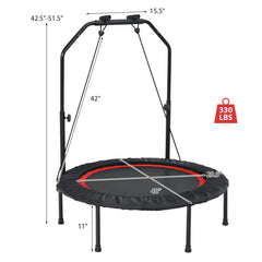 40 Inch Foldable Fitness Rebounder with Resistance Bands Adjustable Home
