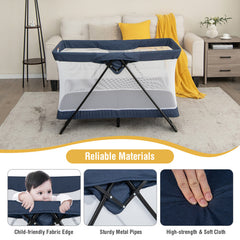Foldable Baby Playpen with Removable Mattress and Washable Cover