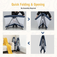 Foldable Baby Playpen with Removable Mattress and Washable Cover