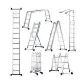 7-in-1 Folding Aluminum Ladder with Anti-Skid Pedal