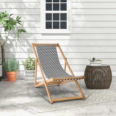 Folding Bamboo Sling Chair with Adjustable Backrest and Canvas