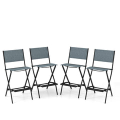 Outdoor Folding Bar Height Stool Set of 4 with Metal Frame and Footrest