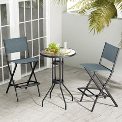 Outdoor Folding Bar Height Stool Set of 4 with Metal Frame and Footrest