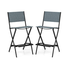 Folding Bar Stools Set of 2 Backrest Humanized Footrest