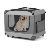 Portable Folding Dog Soft Crate Cat Carrier with 4 Lockable Wheels