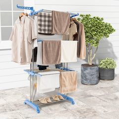 4-tier Folding Clothes Drying Rack with Rotatable Side Wings
