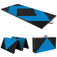8 Feet PU Leather Folding Gymnastics Mat with Hook and Loop Fasteners