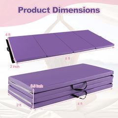Folding Gymnastics Mat with Carry Handles and Sweatproof Detachable PU Leather Cover