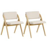 Set of 2 Folding Kitchen Dining Chairs with Rubber Wood Legs