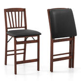 Set of 2 Counter Height Chairs Folding Kitchen Island Stool with Padded Seat