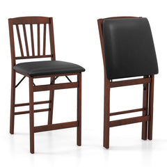Set of 2 Counter Height Chairs Folding Kitchen Island Stool with Padded Seat
