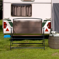 Folding Outdoor Garden Bench 2-Person Patio Bench with Backrest and Armrests