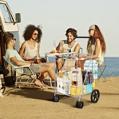 Folding Shopping Cart with Swiveling Wheels and Dual Storage Baskets
