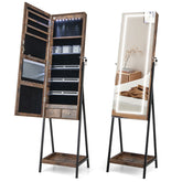 LED Standing Jewelry Mirror Cabinet with 3-Color Lighted Full-Length Mirror